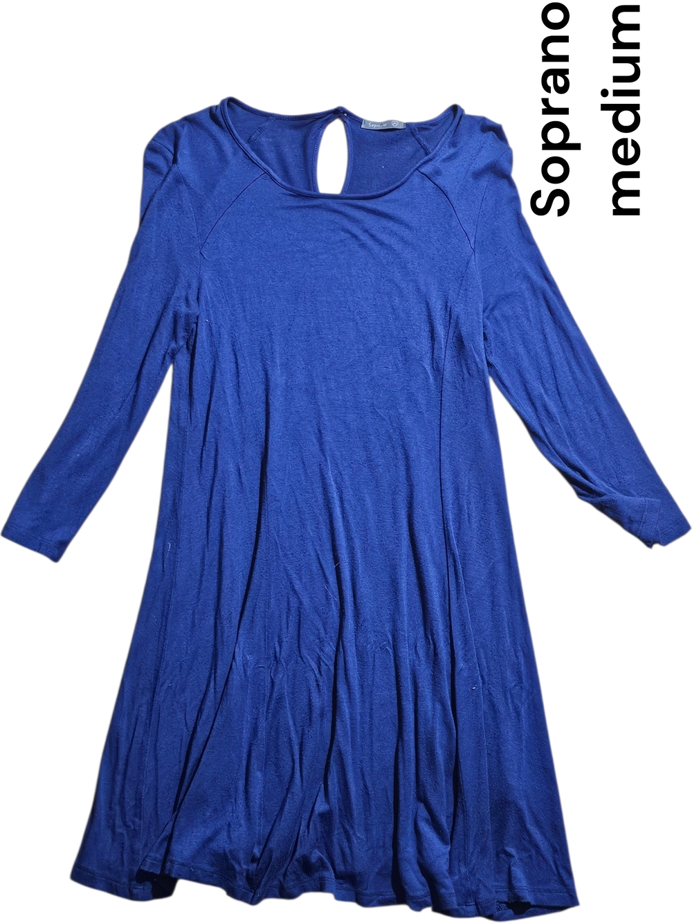 Soprano Cobalt Blue Long Sleeve Swing Dress